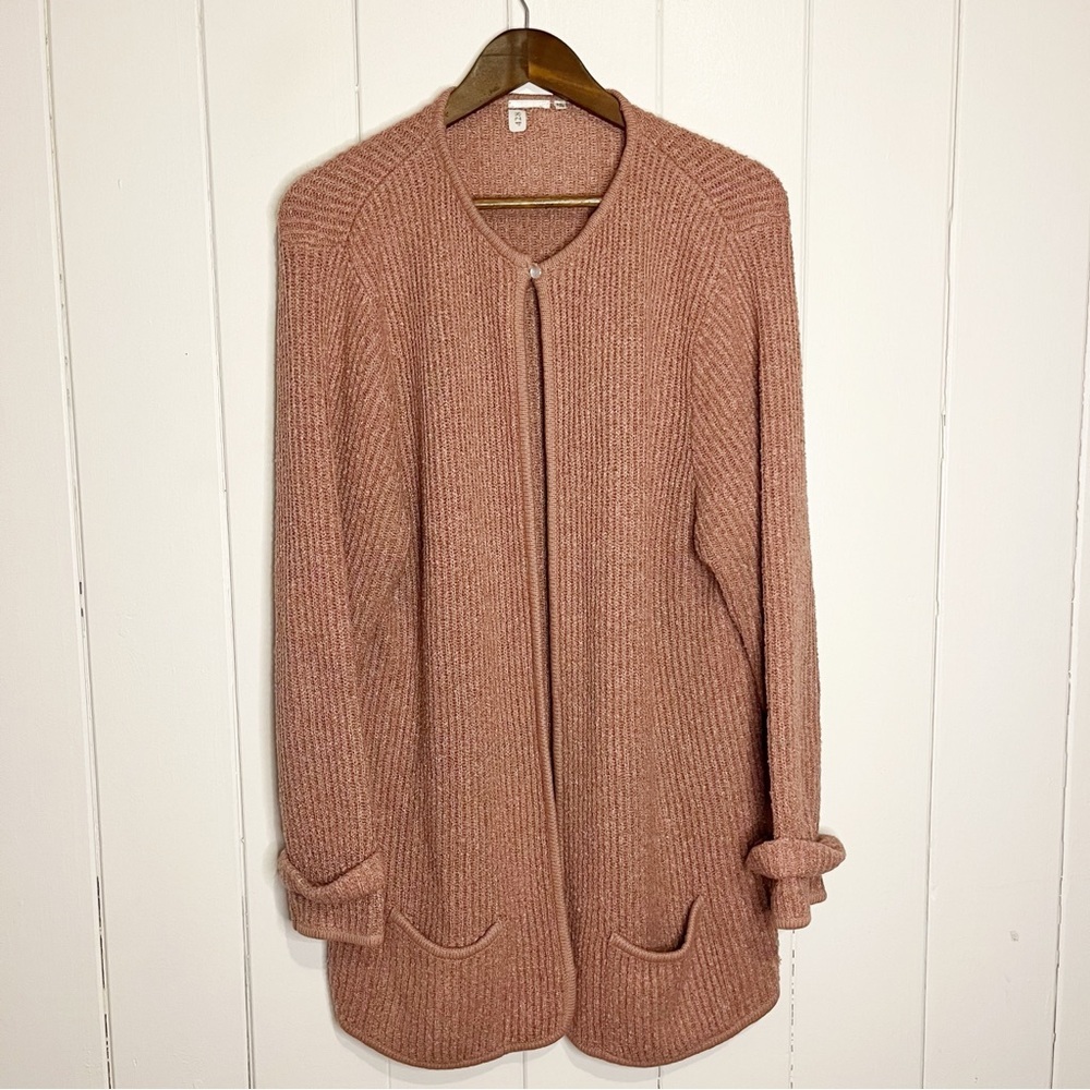 Dusty Rose Pink Knit Long Cardigan. Size Large.